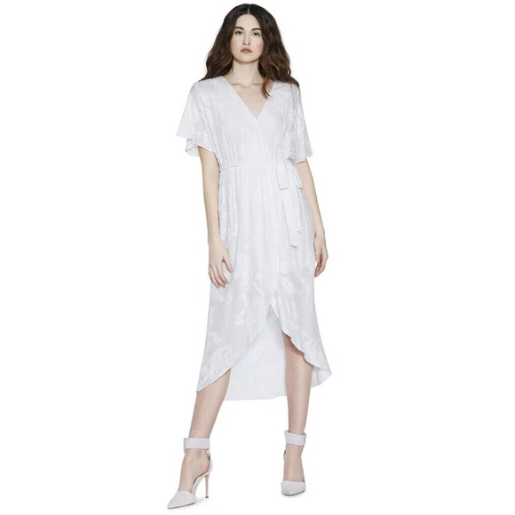 Alice + Olivia Clarine White Wrap Midi Dress V Neck Belt Flutter Sleeve … - Picture 9 of 10
